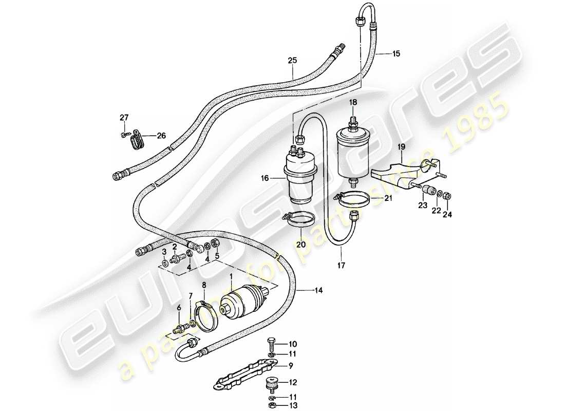 porsche 911 (1983) fuel system parts diagram