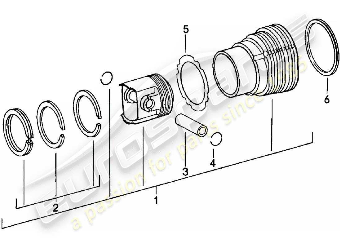 porsche 911 (1979) cylinder with pistons - see technical information - gr.1 nr. 30 part diagram