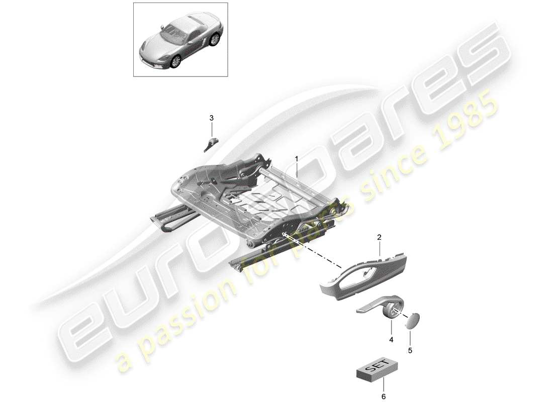 porsche 718 boxster (2018) seat frame parts diagram