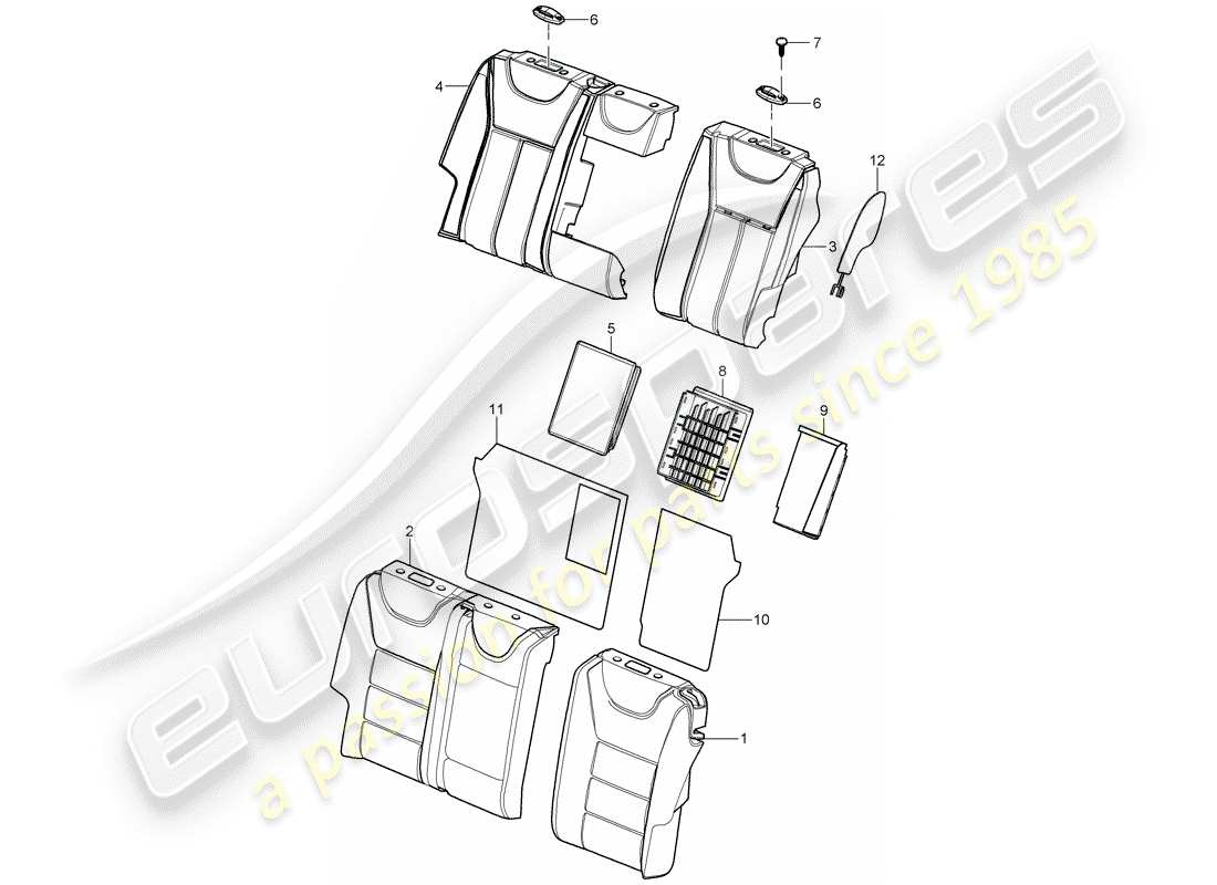 porsche cayenne (2004) backrest covers parts diagram