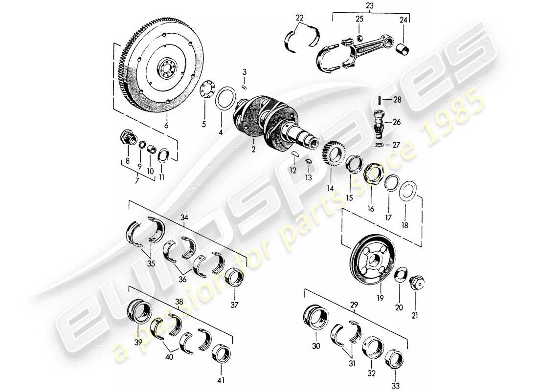 porsche 356b/356c (1961) crankshaft part diagram