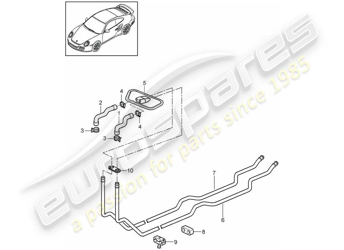 porsche 911 t/gt2rs (2012) heating system 1 parts diagram