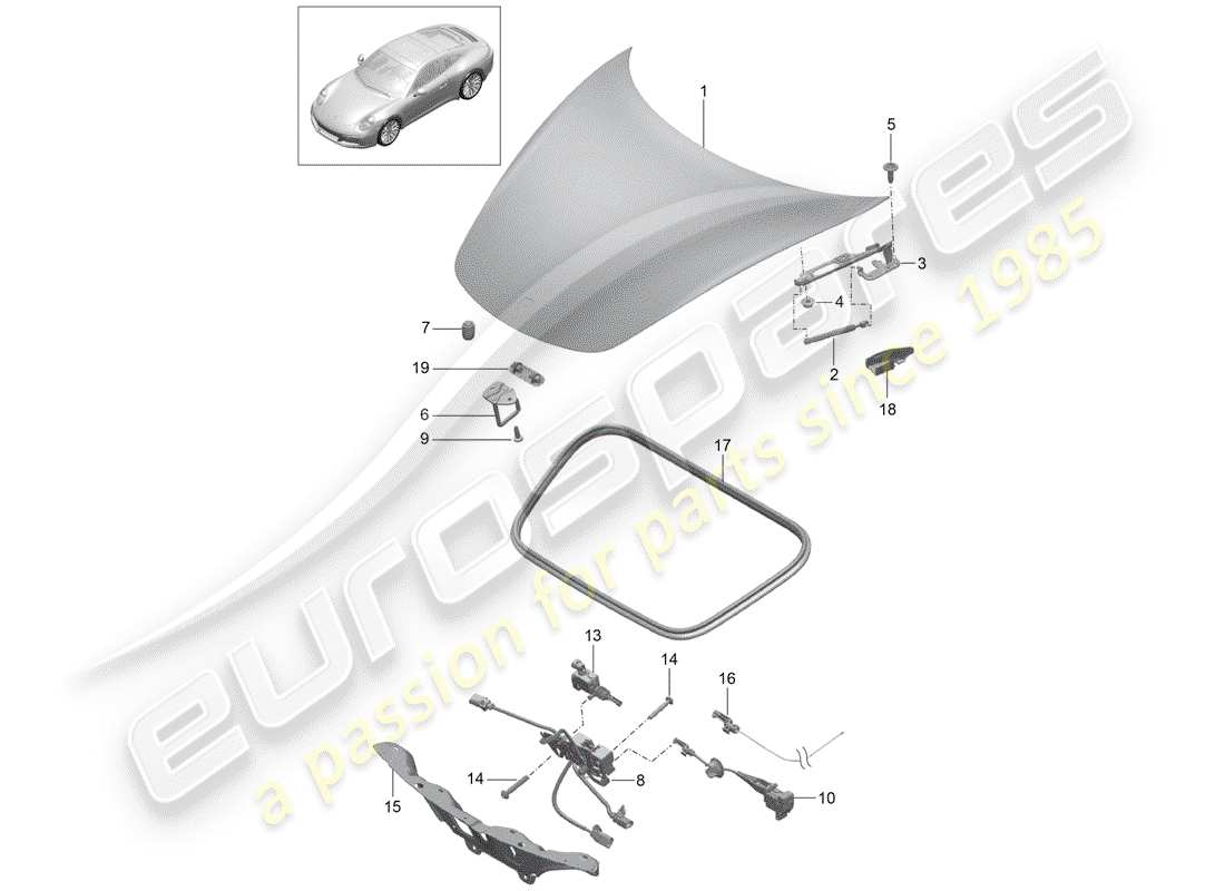 porsche 991 gen. 2 (2019) cover part diagram