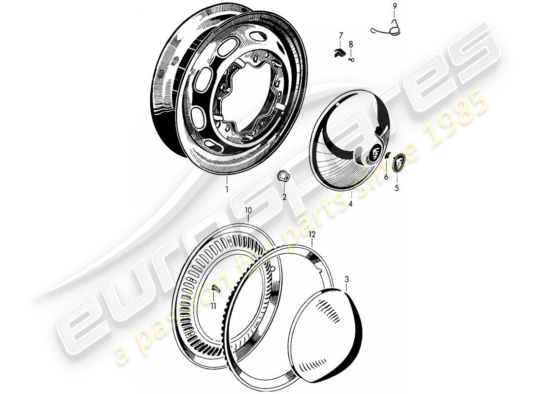 porsche 356/356a (1956) wheels parts diagram