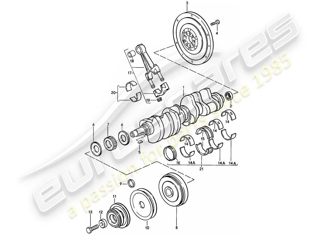 porsche 928 (1981) crankshaft - connecting rod parts diagram