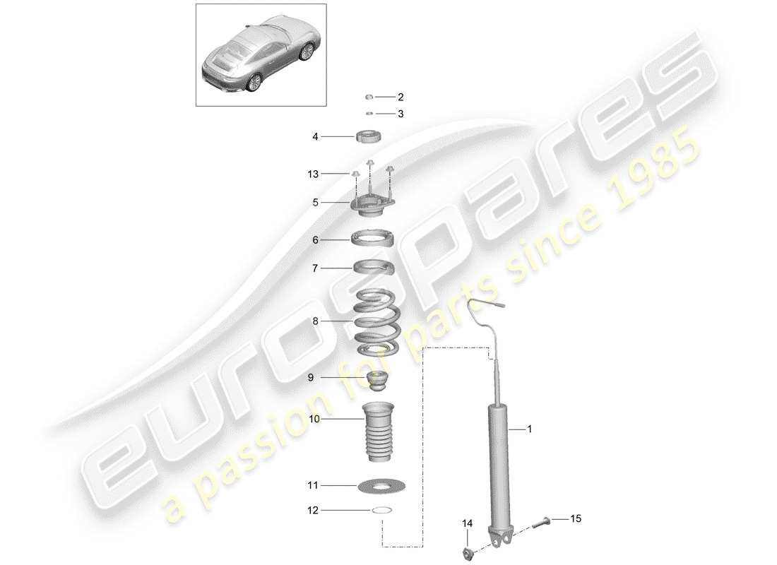 porsche 991 gen. 2 (2020) shock absorber part diagram