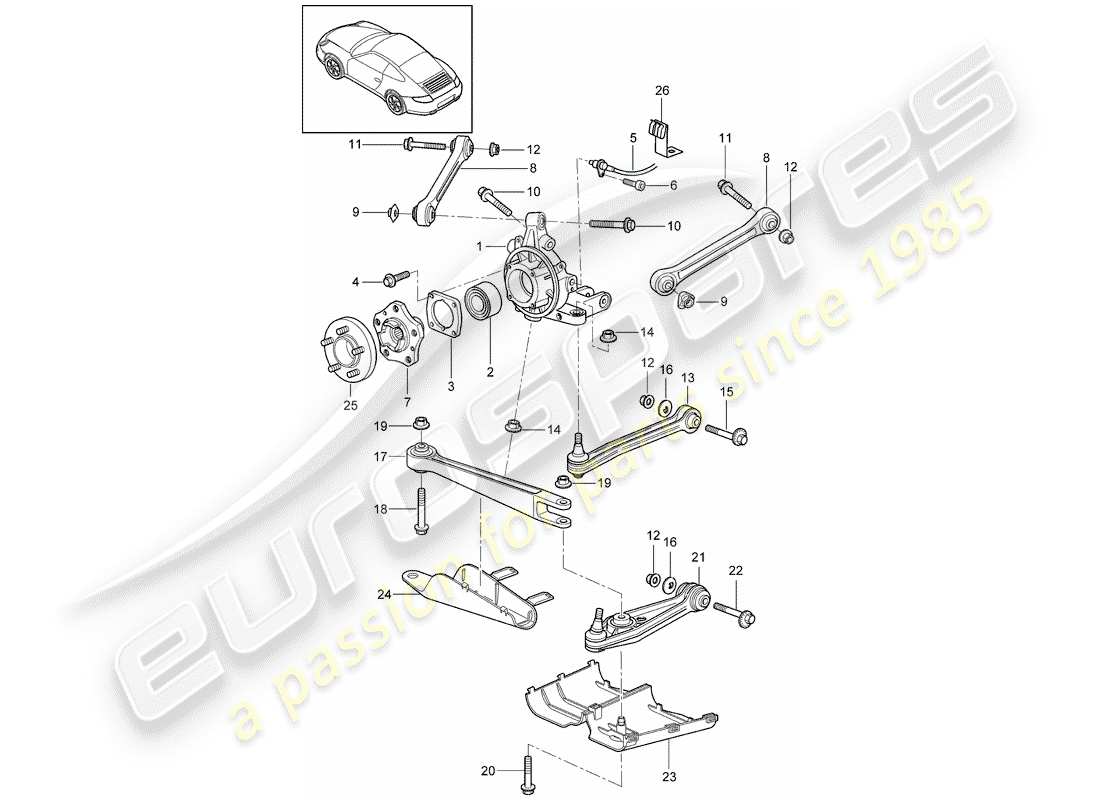 porsche 997 (2007) rear axle parts diagram
