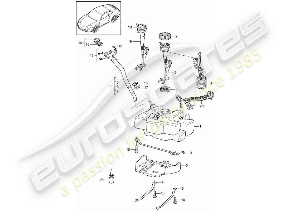 porsche 997 gen. 2 (2012) fuel tank parts diagram