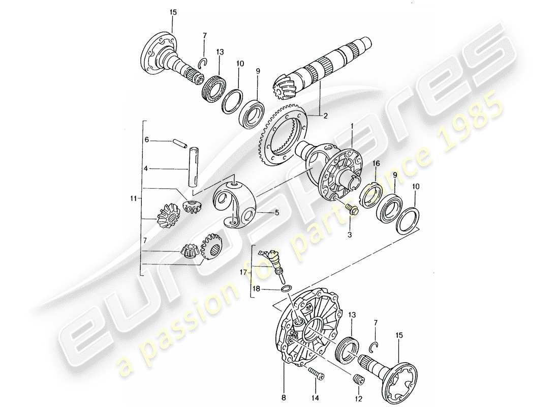 porsche boxster 986 (2004) differential parts diagram