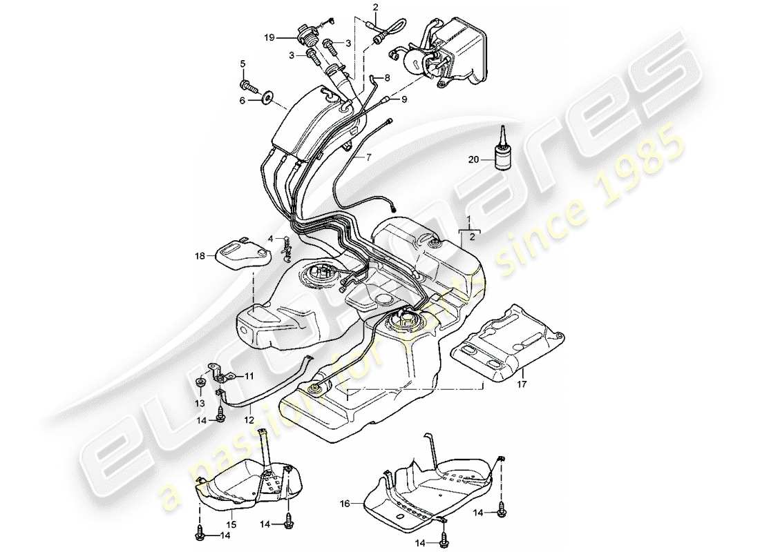 porsche cayenne (2004) fuel tank part diagram