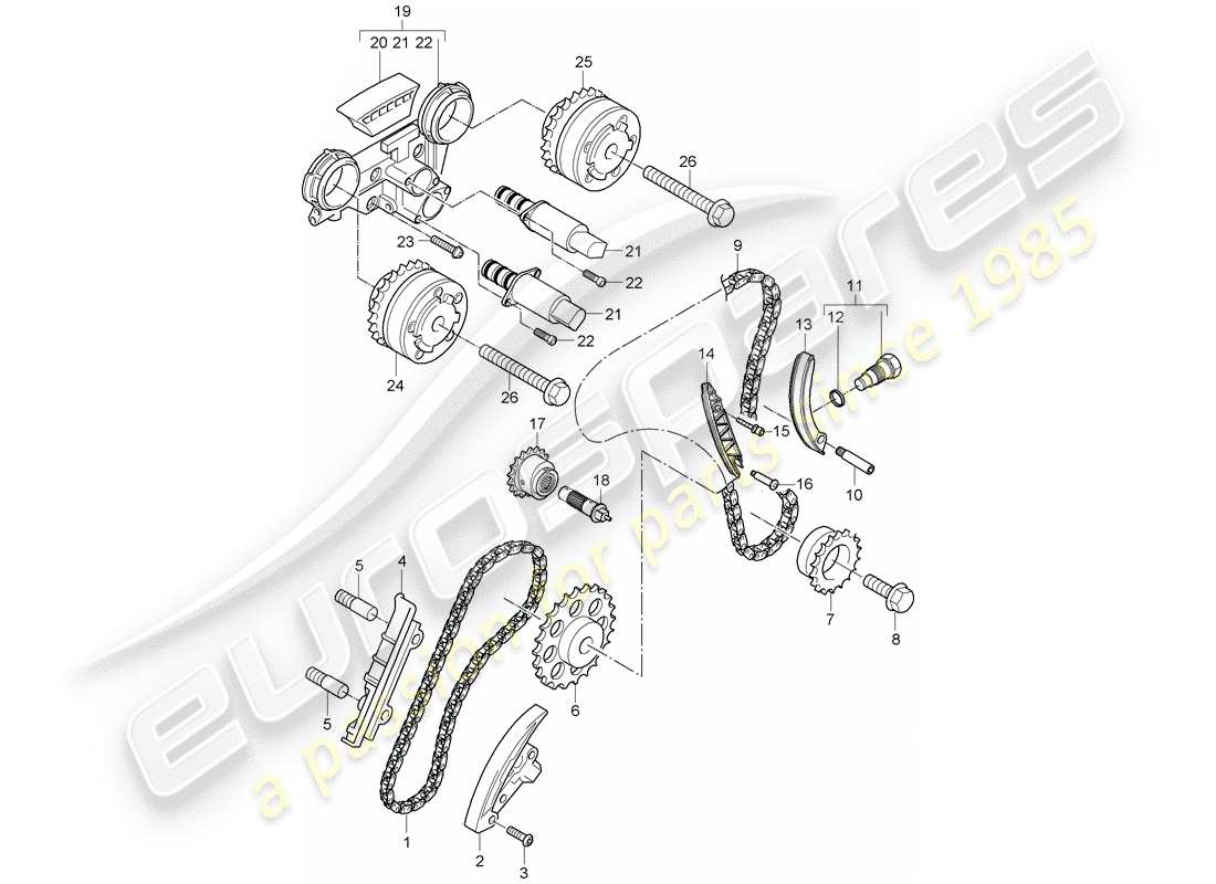 porsche cayenne (2007) timing chain parts diagram