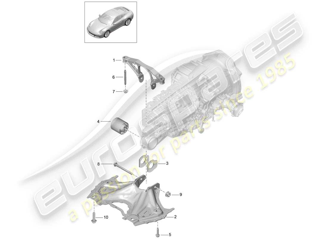 porsche 991 gen. 2 (2019) sub frame part diagram