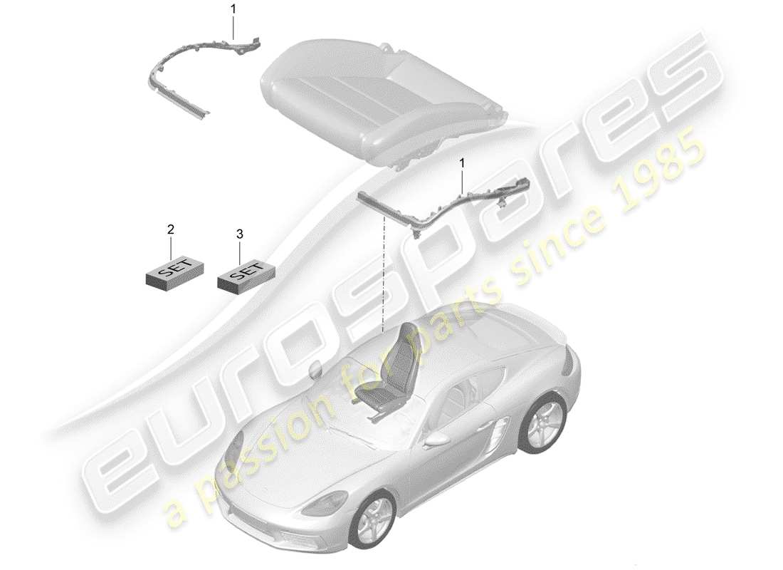 porsche 718 cayman (2018) padding for seat parts diagram