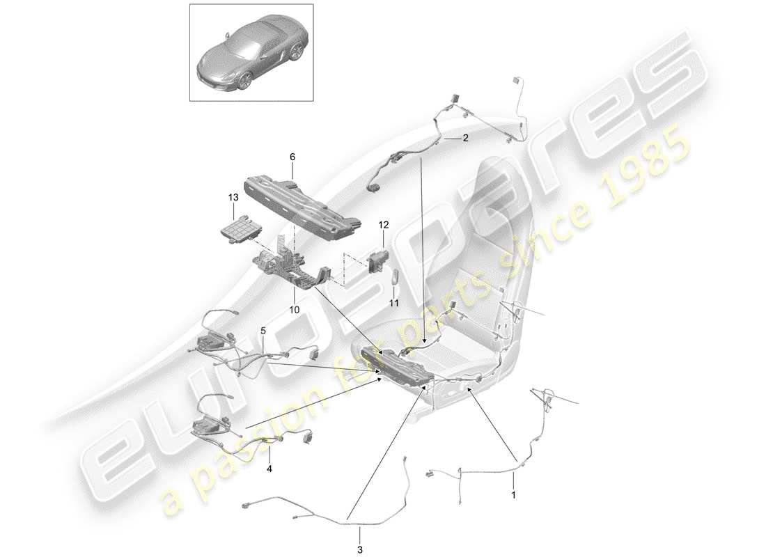 porsche boxster 981 (2012) wiring harnesses part diagram