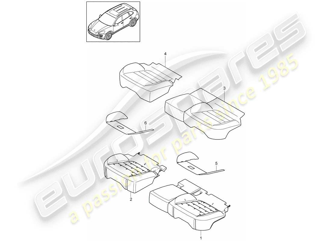 porsche cayenne e2 (2013) seat cushion part diagram