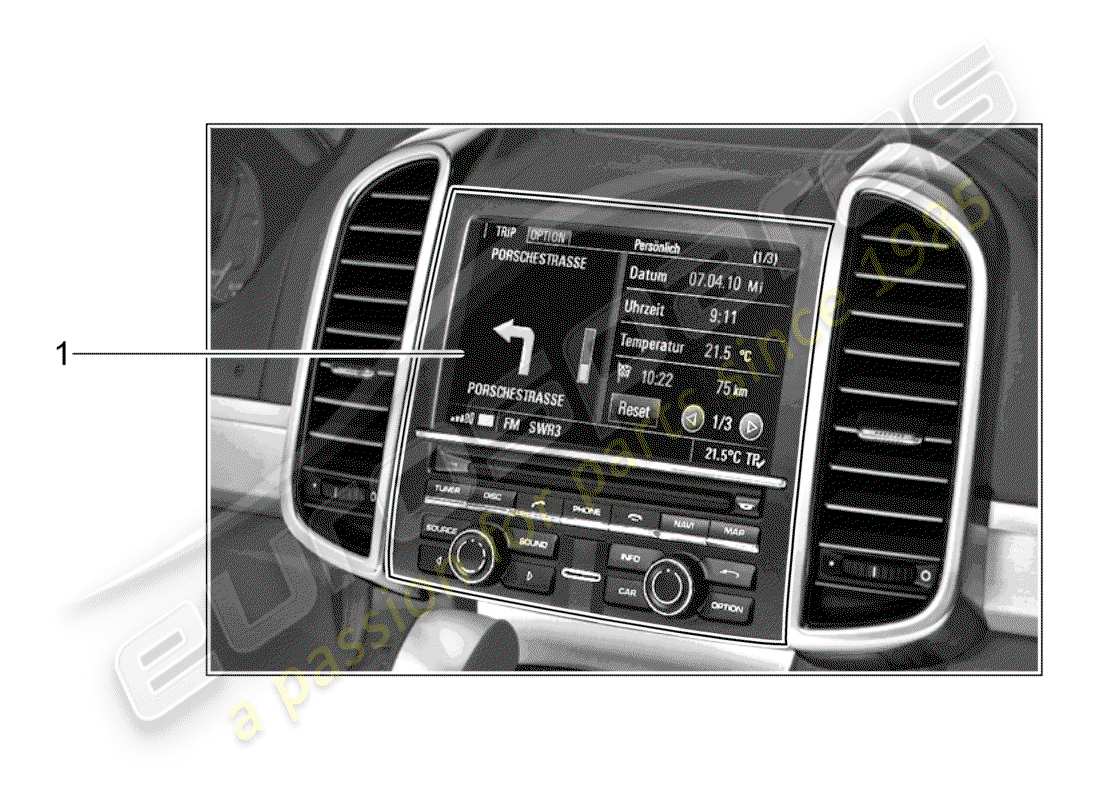 porsche tequipment cayenne (2013) navigation system part diagram