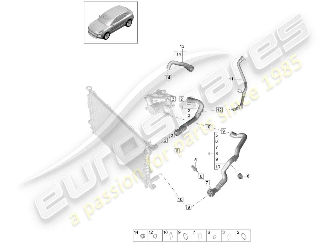 porsche macan (2020) water cooling part diagram