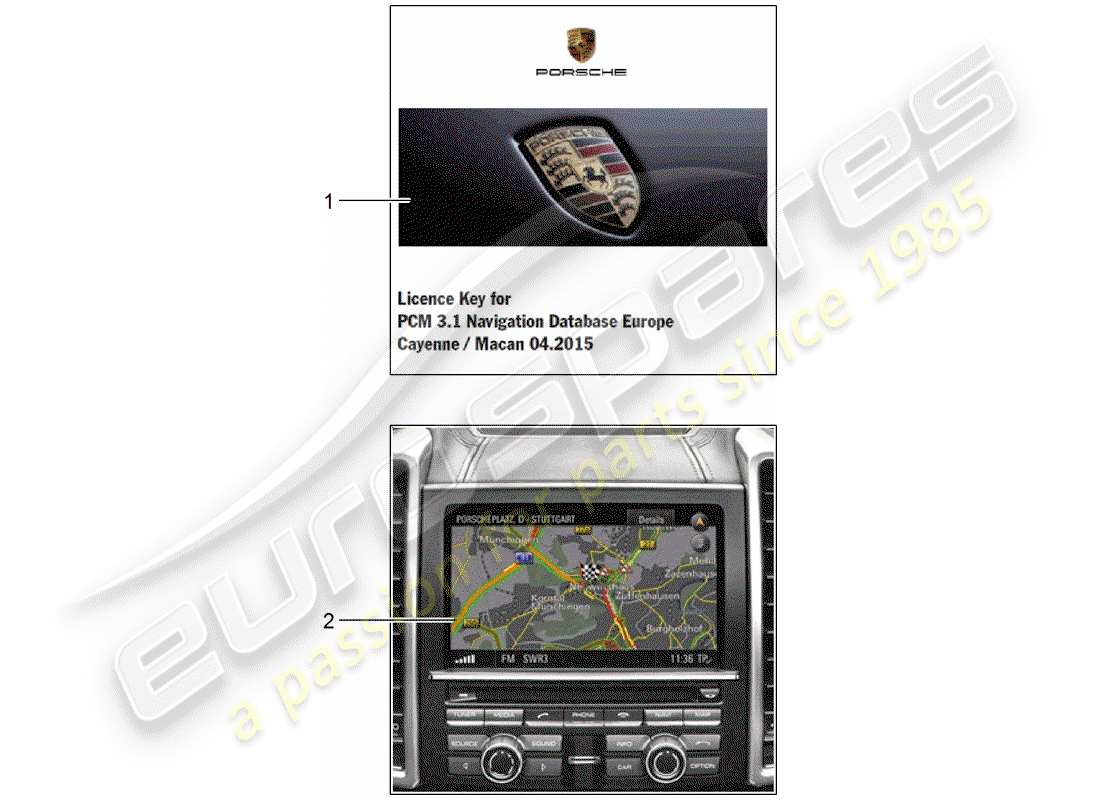 porsche tequipment cayenne (2011) navigation system parts diagram