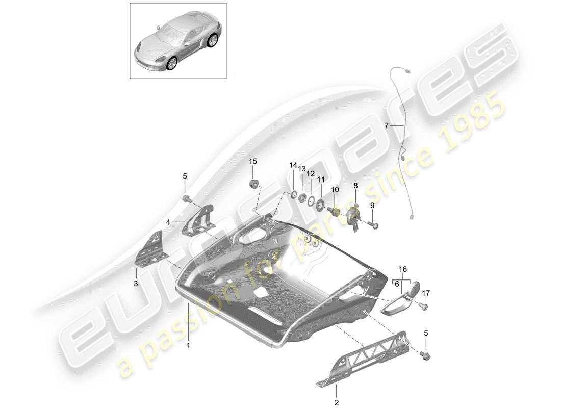 porsche 718 cayman (2018) seat parts diagram