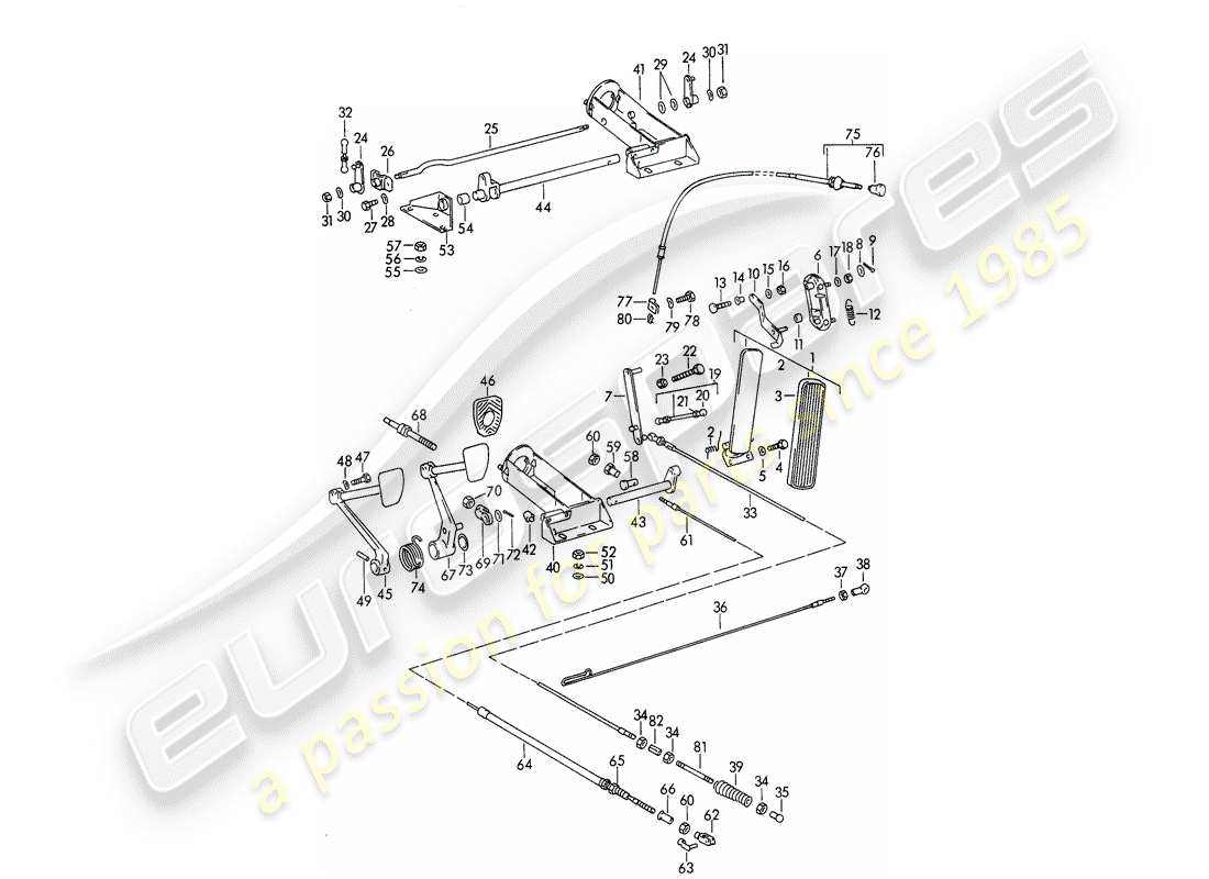 porsche 356b/356c (1963) pedals part diagram