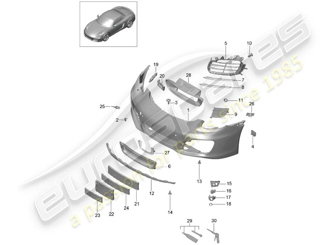 porsche boxster 981 (2013) bumper parts diagram