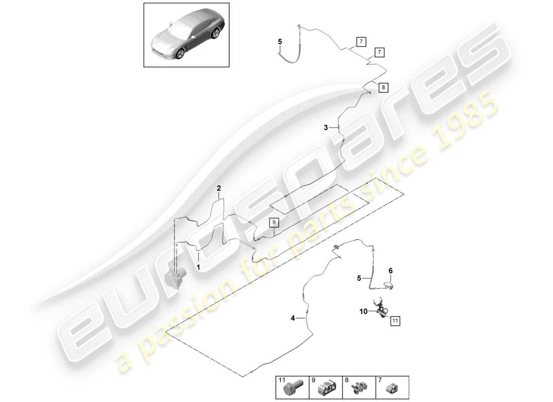 porsche panamera 971 (2019) brake line part diagram