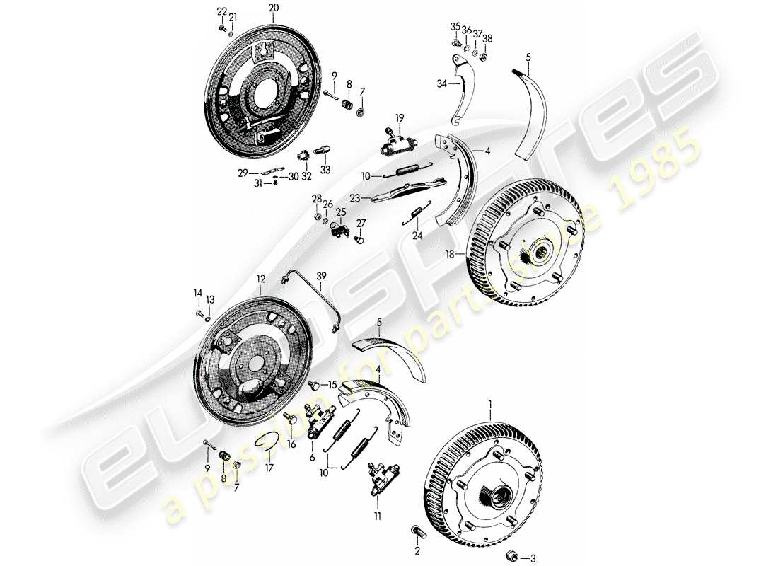 porsche 356b/356c (1961) brake part diagram