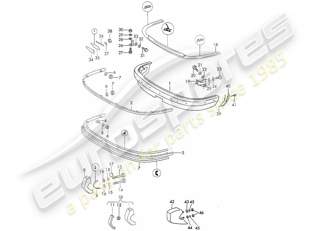 porsche 911 (1972) bumper part diagram