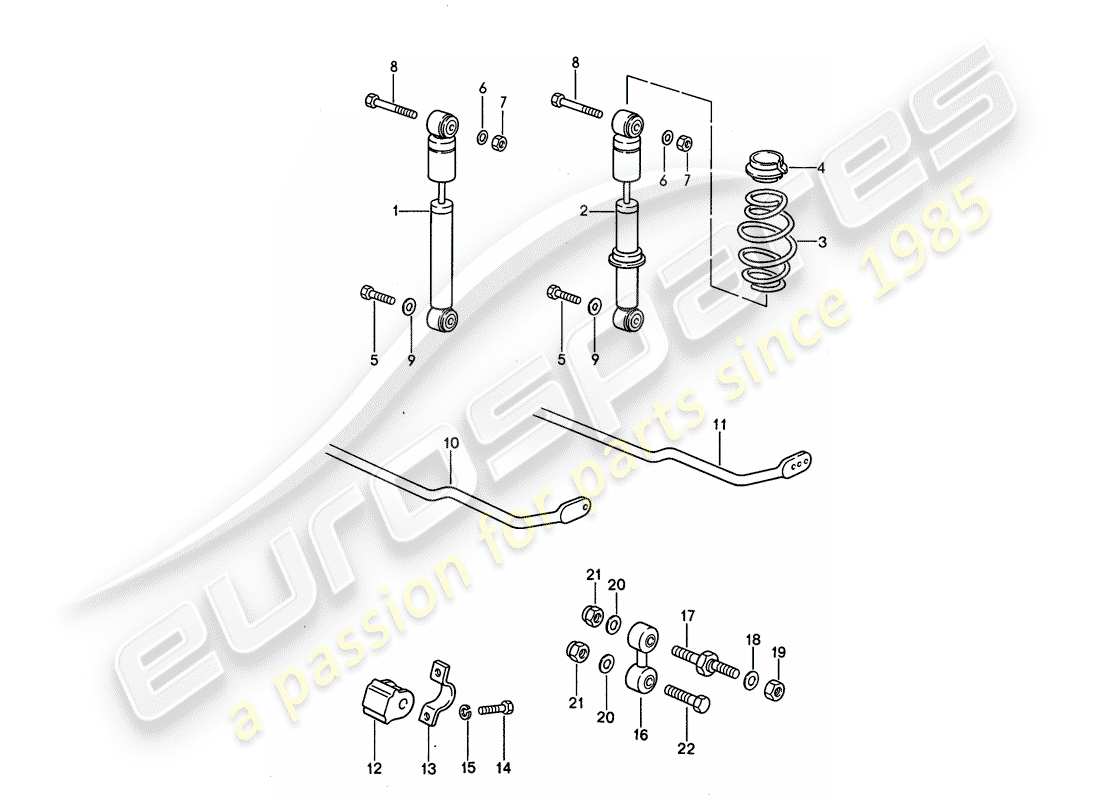 porsche 968 (1994) vibration damper - stabilizer part diagram