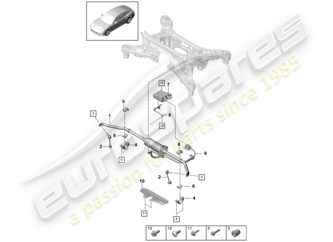 porsche panamera 971 (2019) stabilizer part diagram