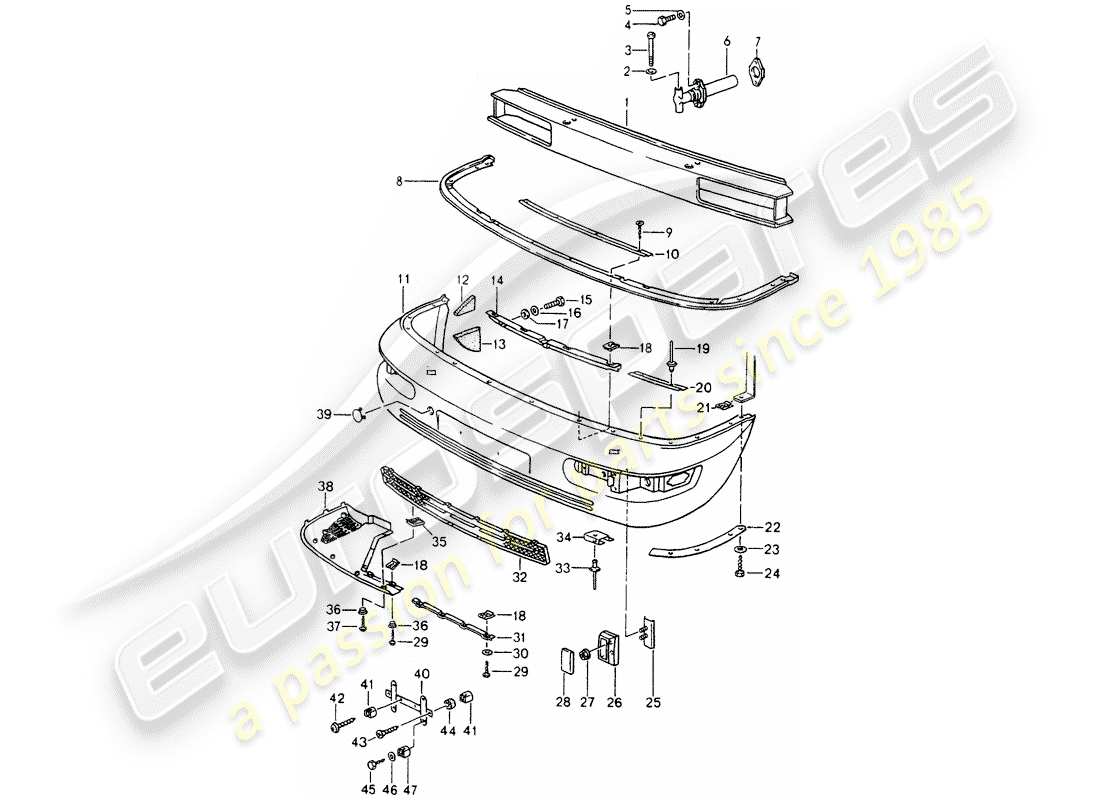 porsche 964 (1992) bumper part diagram