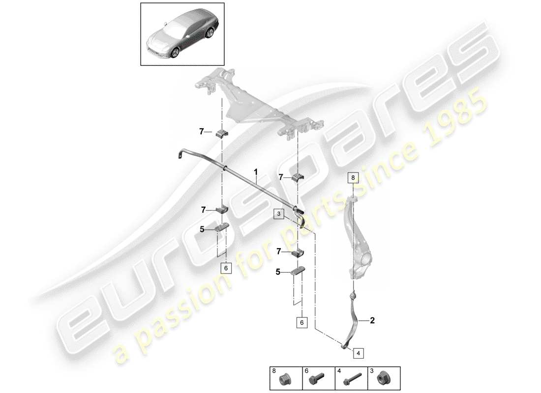 porsche panamera 971 (2019) stabilizer parts diagram