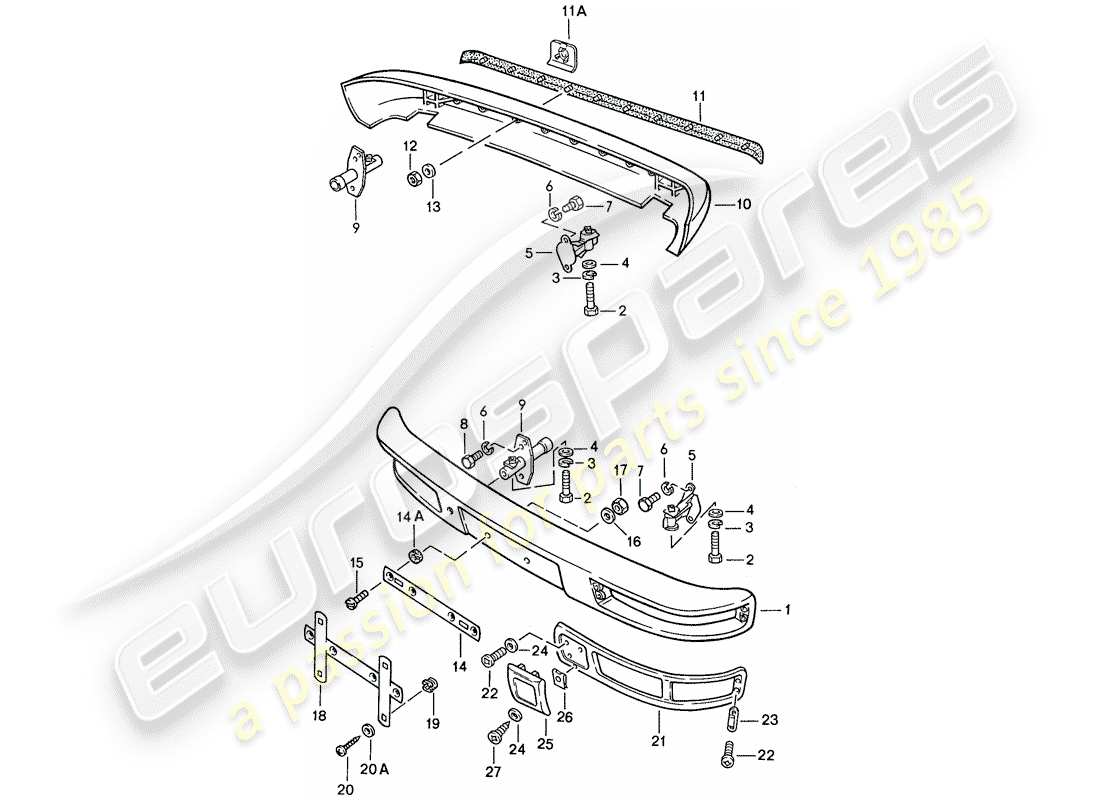 porsche 944 (1989) bumper - without: - buffer part diagram