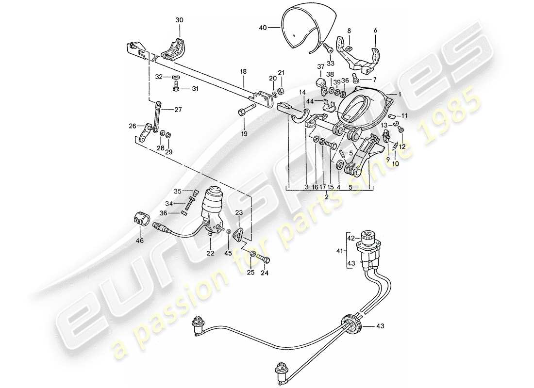 porsche 928 (1990) pop-up headlight parts diagram