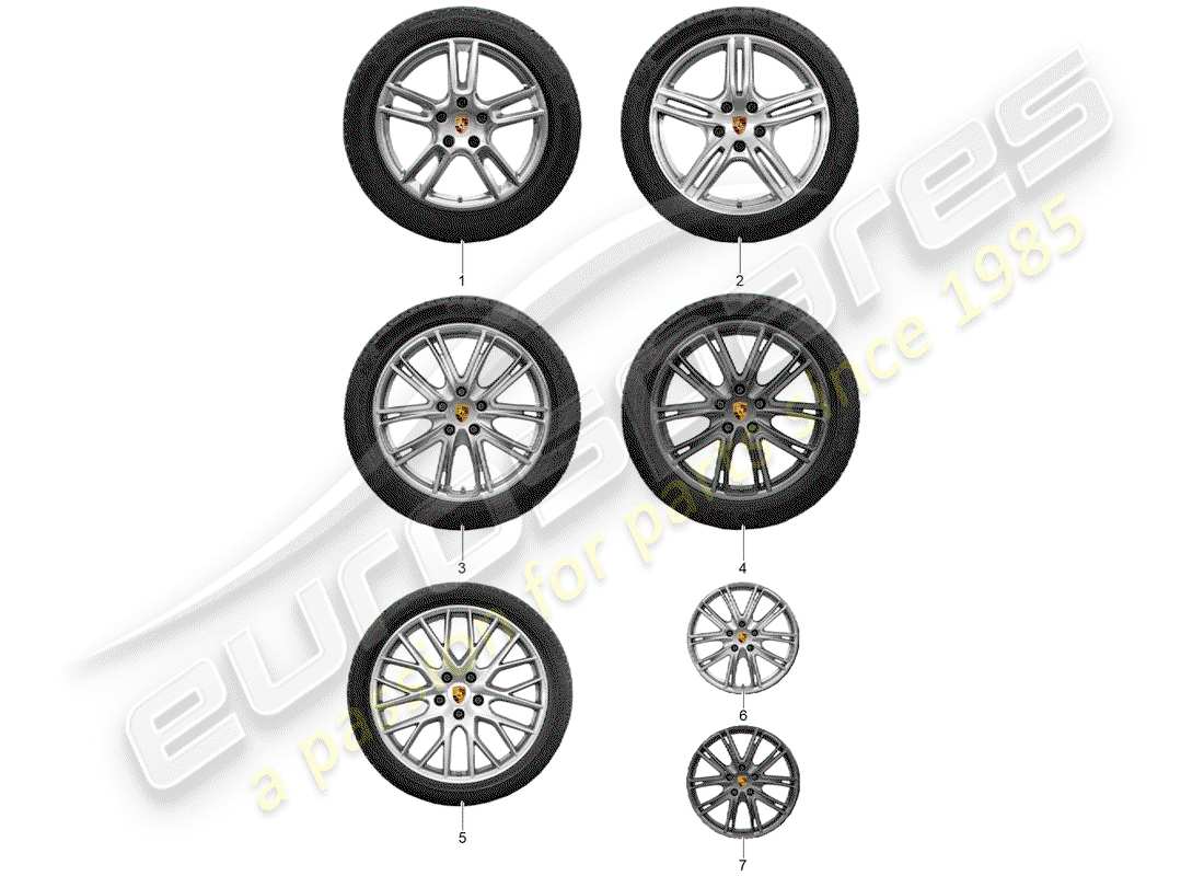 porsche tequipment panamera (2018) wheel disc 'alum' with winter part diagram