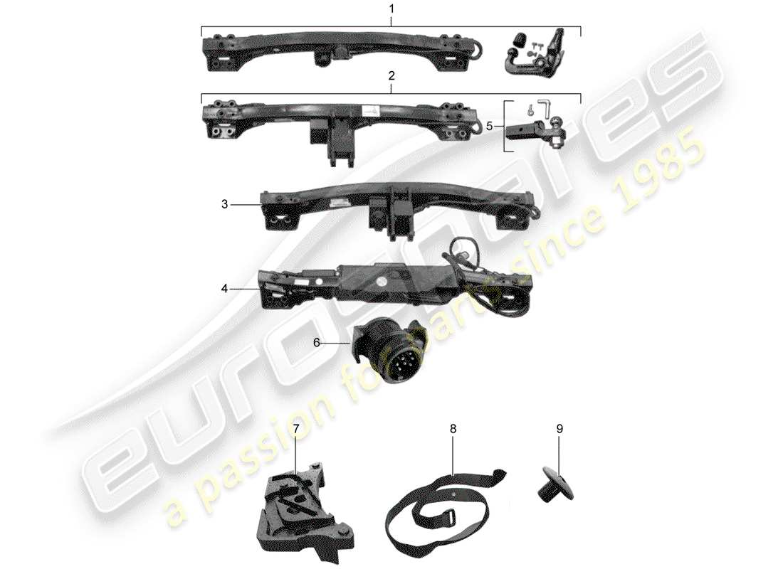 porsche tequipment cayenne (2011) tow hitch part diagram