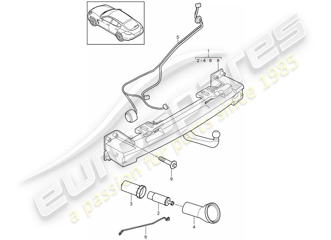 porsche panamera 970 (2016) tow hitch part diagram