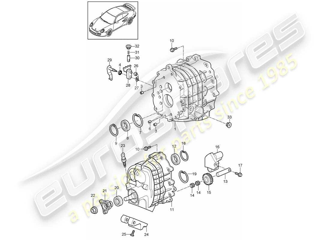 porsche 997 t/gt2 (2007) gear housing part diagram