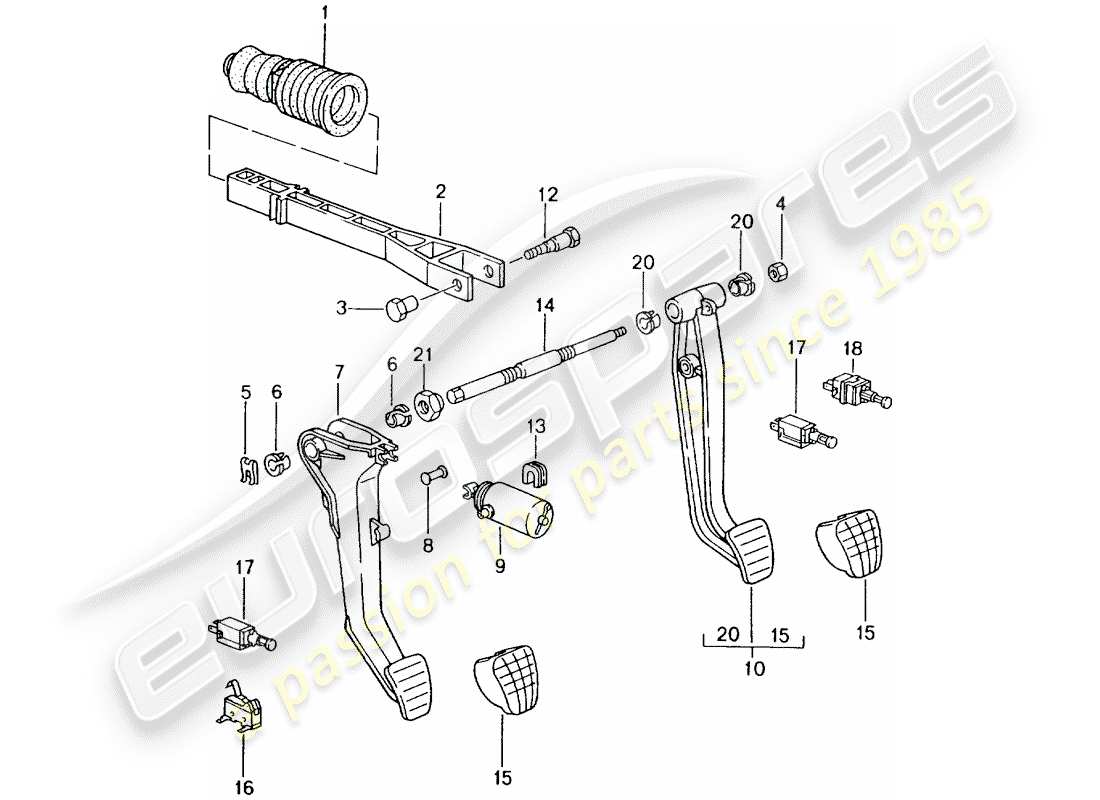 porsche 996 gt3 (2004) pedals part diagram