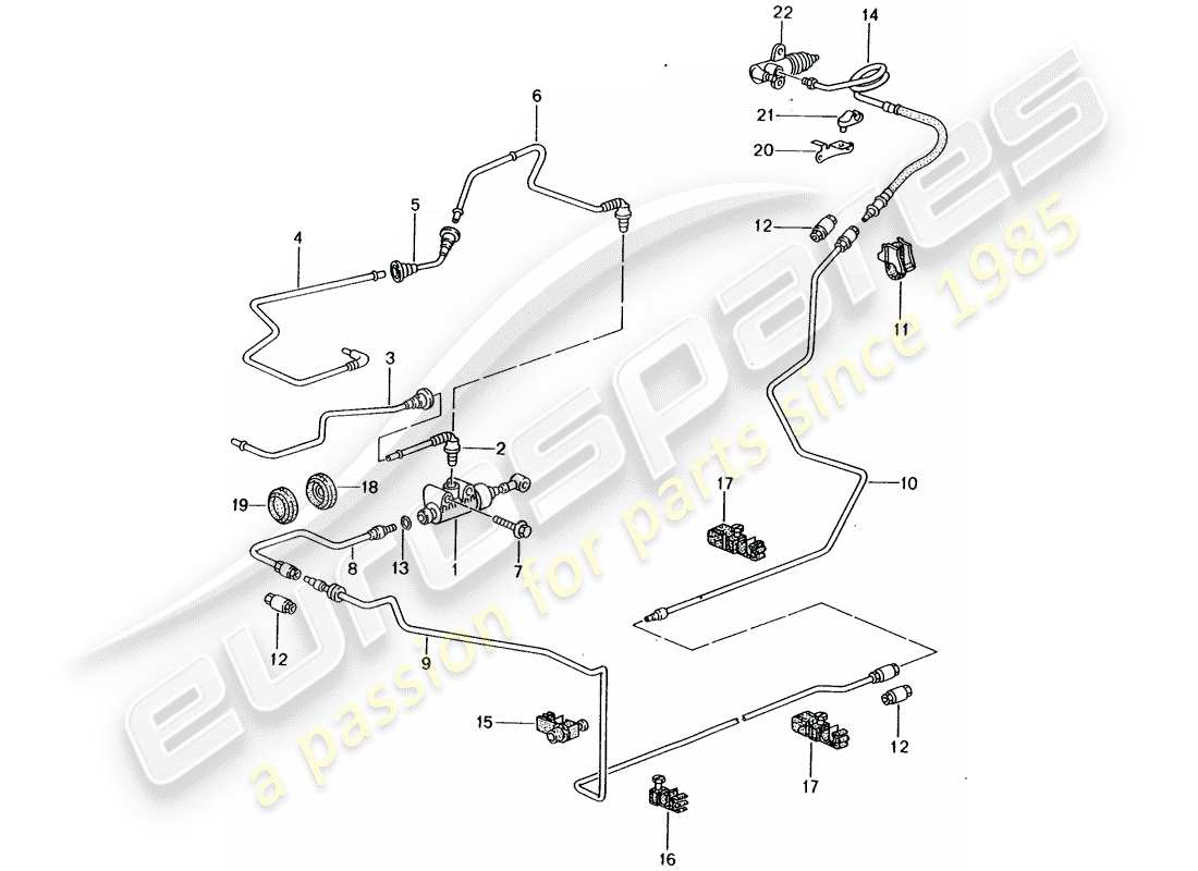 porsche 996 (2001) hydraulic clutch - operation - clutch master cylinder - tube-/hose line parts diagram