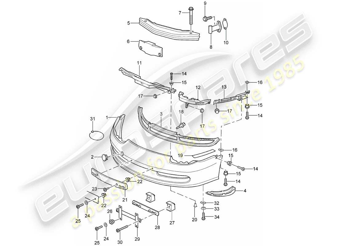 porsche 996 (2000) bumper part diagram