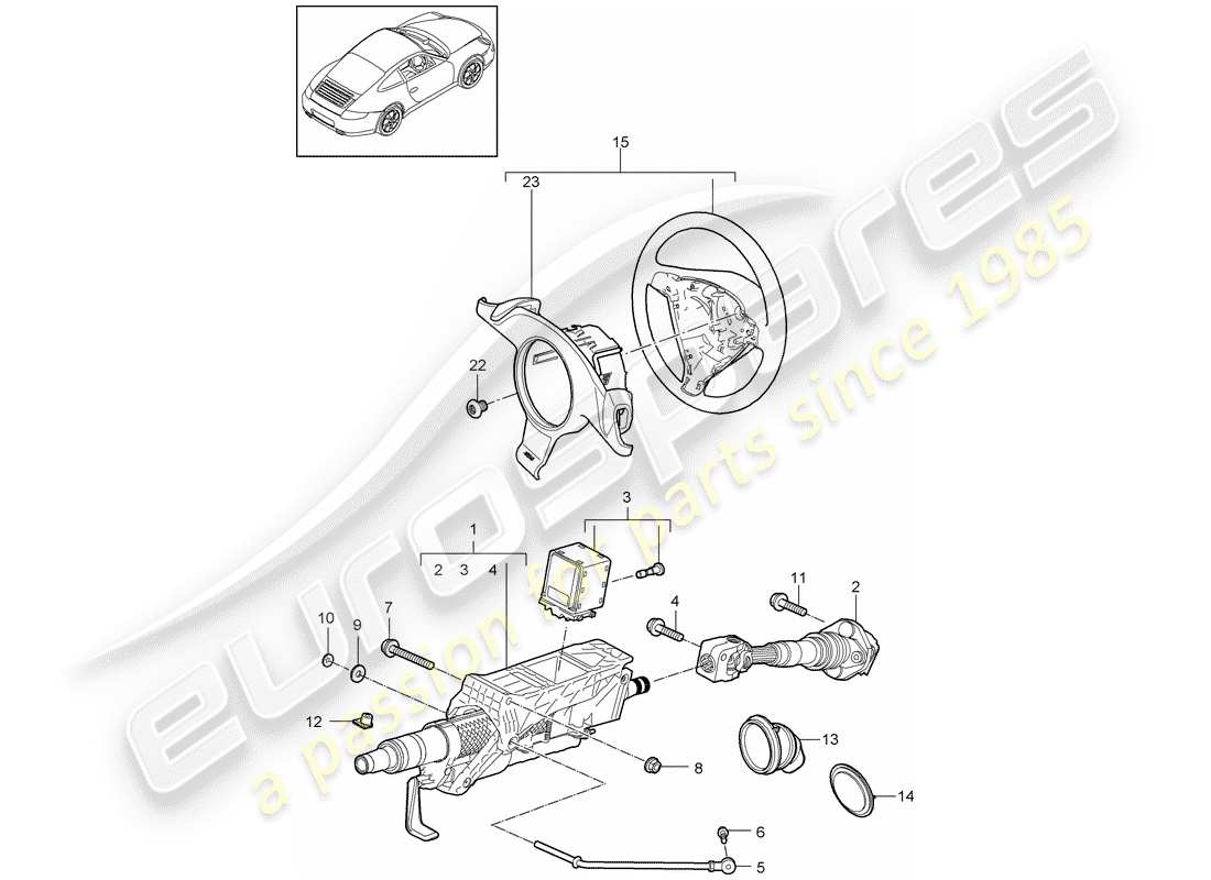 porsche 911 t/gt2rs (2012) steering protective pipe parts diagram