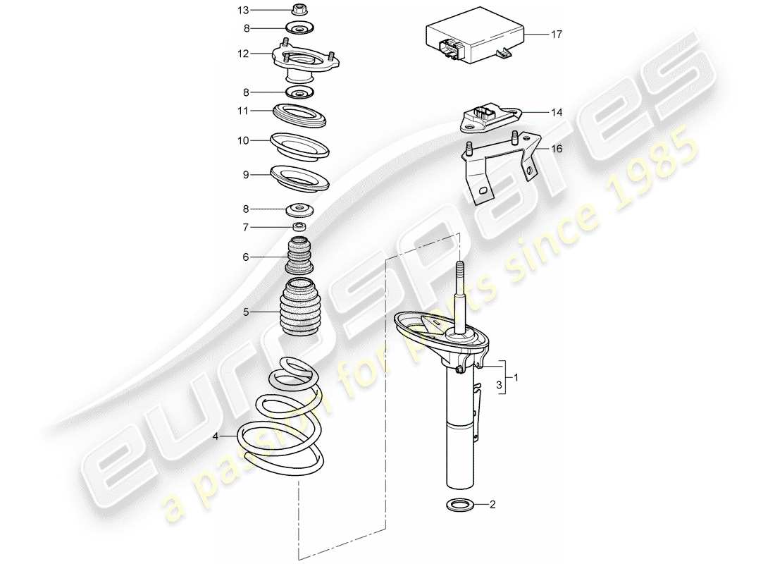 porsche 997 t/gt2 (2007) suspension part diagram