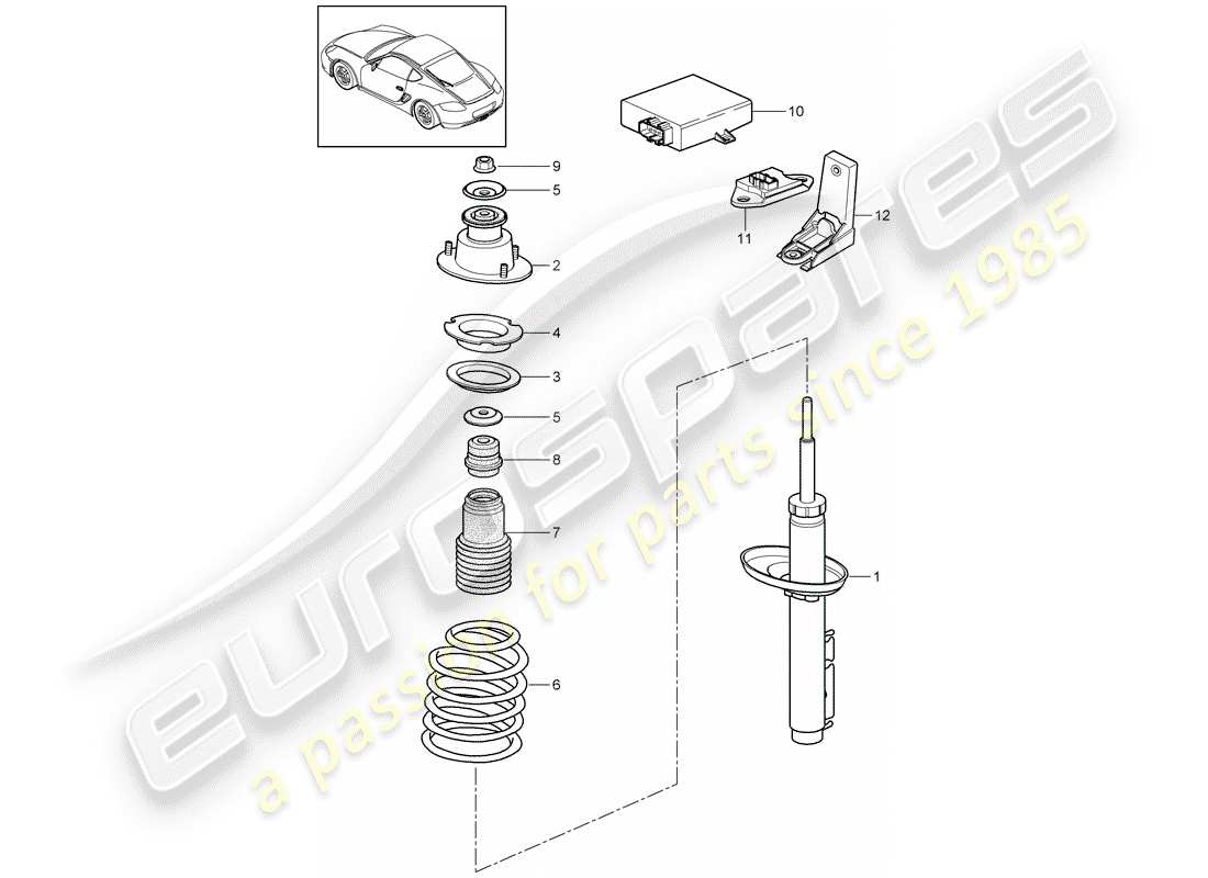 porsche cayman 987 (2010) shock absorber parts diagram