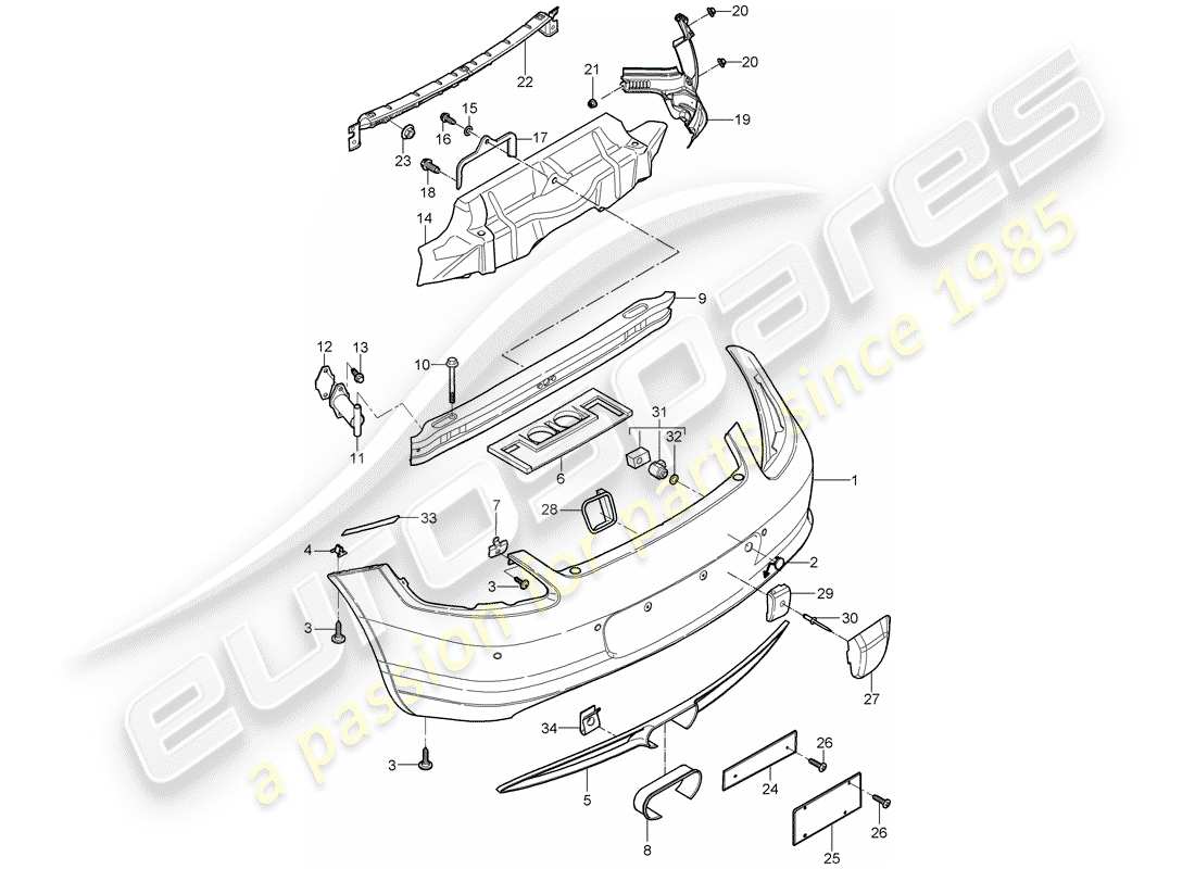 porsche cayman 987 (2010) bumper parts diagram