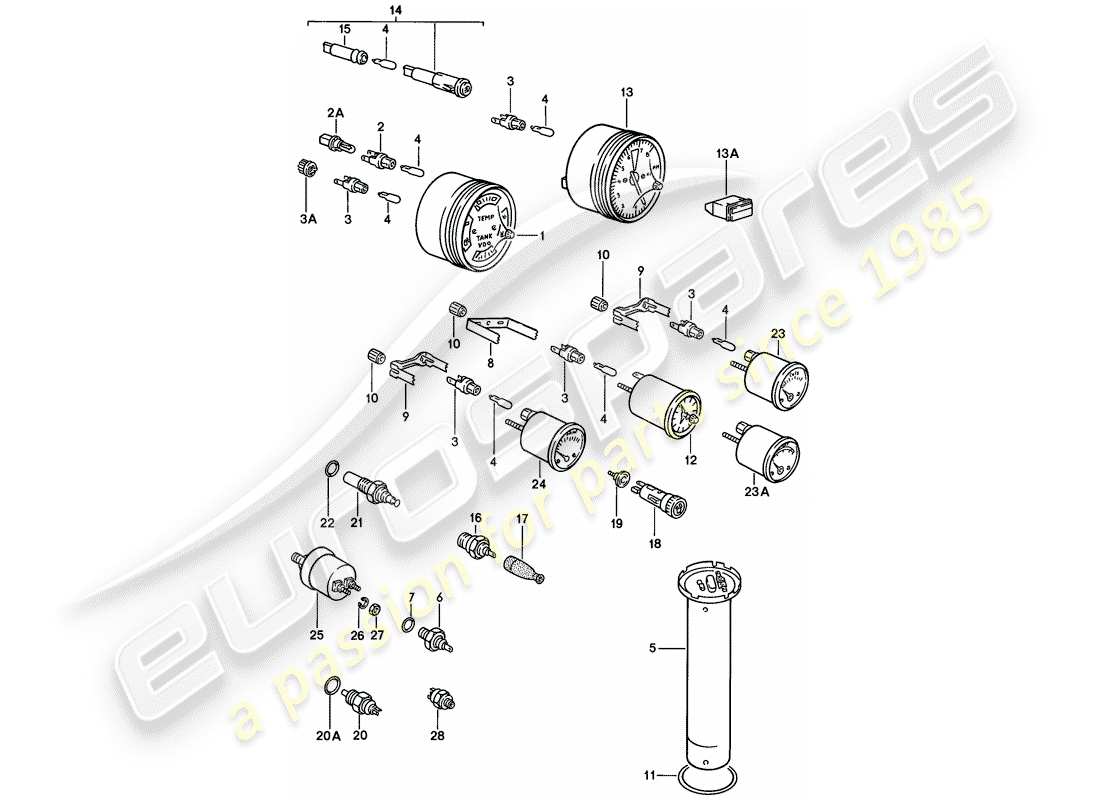 porsche 924 (1977) instruments parts diagram