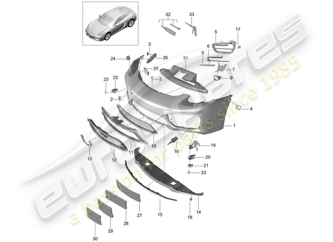 porsche cayman 981 (2016) bumper part diagram