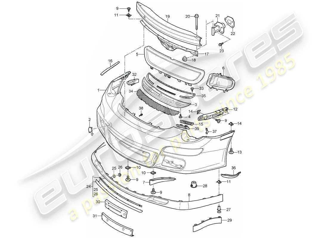 porsche 997 gt3 (2007) bumper parts diagram