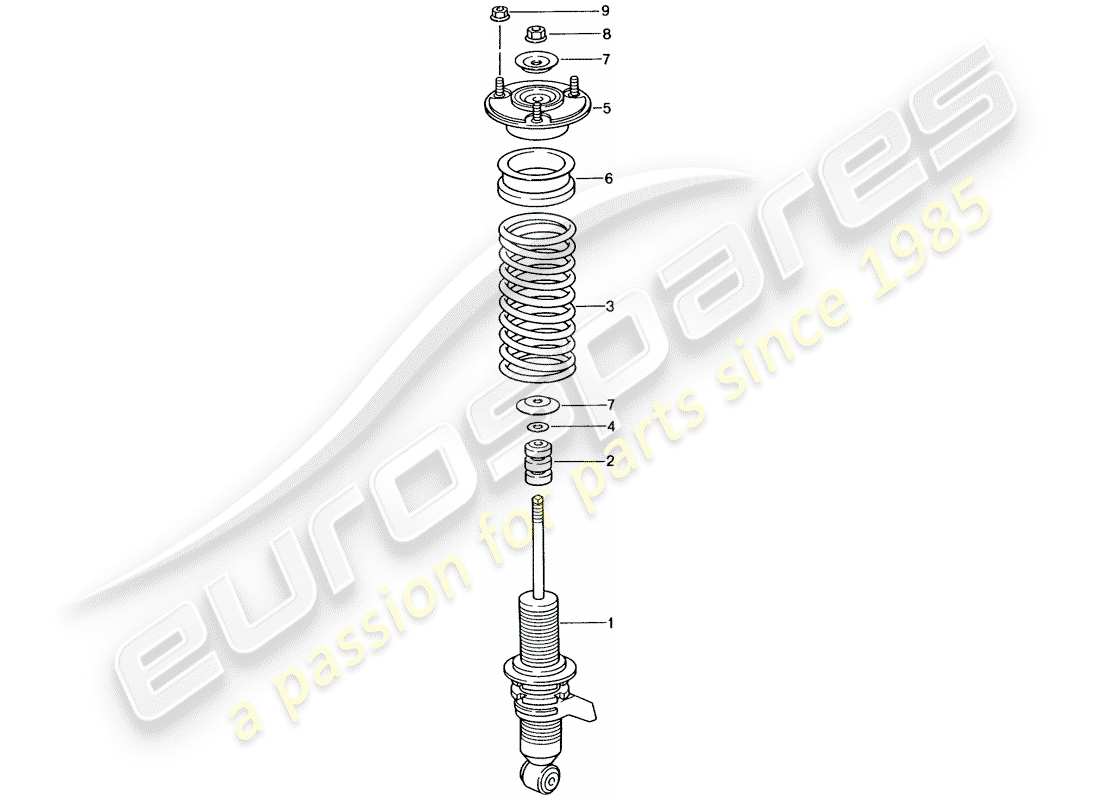 porsche 996 gt3 (2004) shock absorber - coil spring part diagram