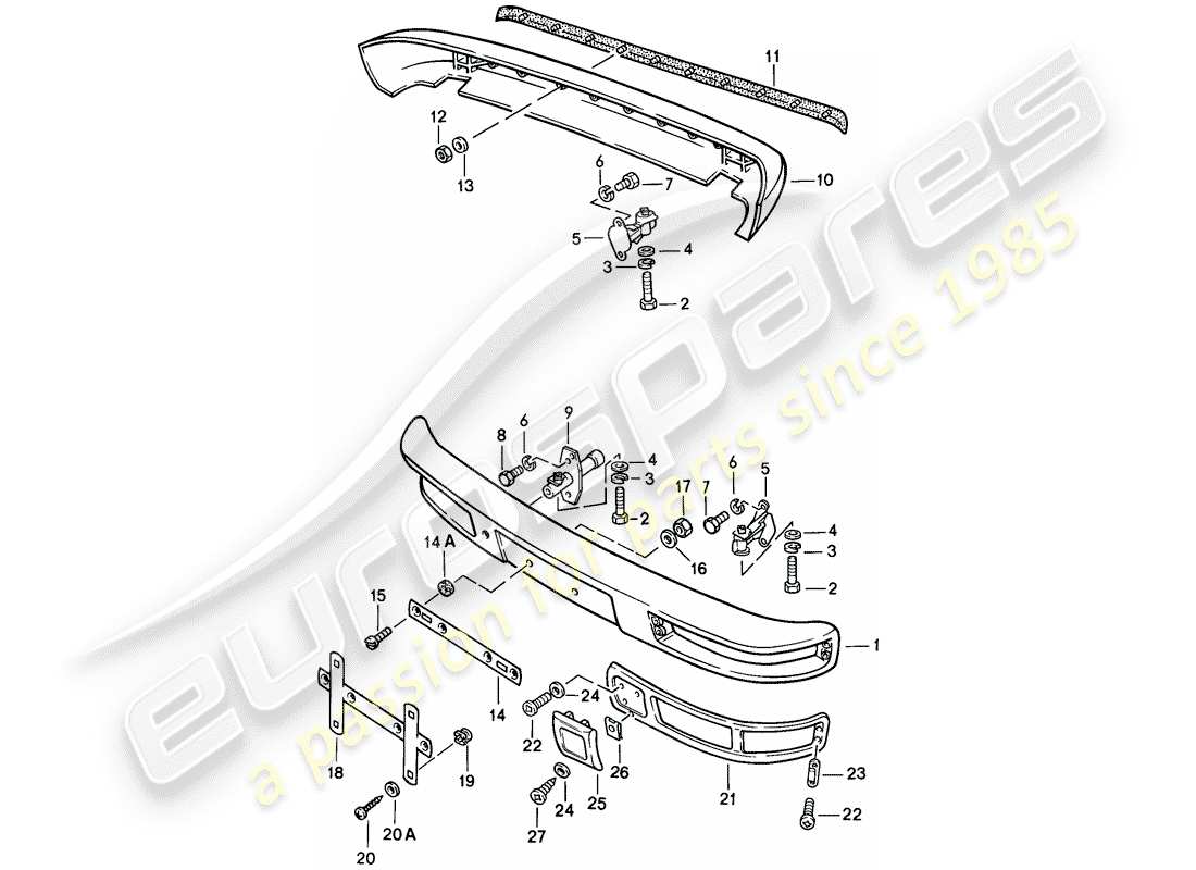 porsche 944 (1983) bumper - without: - buffer parts diagram